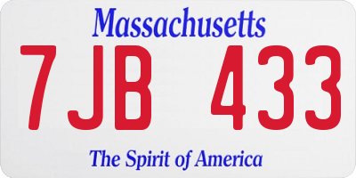 MA license plate 7JB433