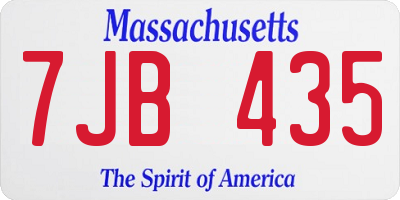 MA license plate 7JB435