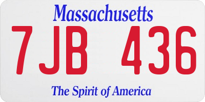 MA license plate 7JB436