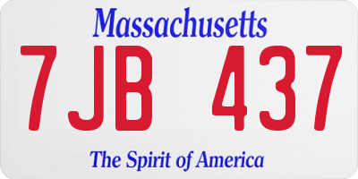 MA license plate 7JB437