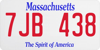 MA license plate 7JB438
