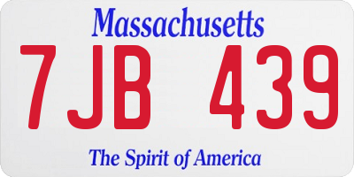 MA license plate 7JB439