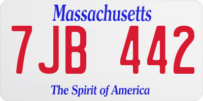 MA license plate 7JB442