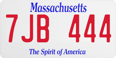 MA license plate 7JB444