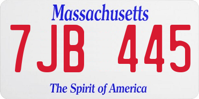 MA license plate 7JB445