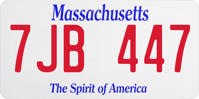 MA license plate 7JB447