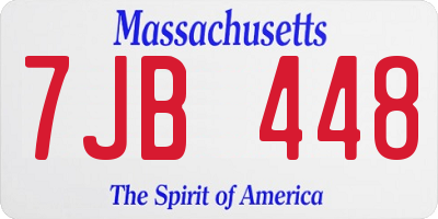 MA license plate 7JB448