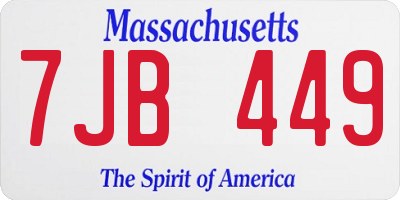 MA license plate 7JB449