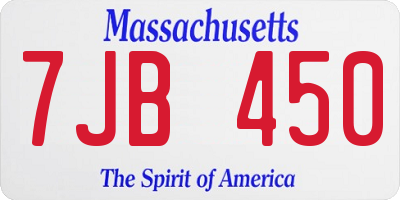 MA license plate 7JB450