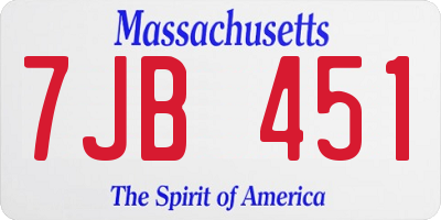 MA license plate 7JB451