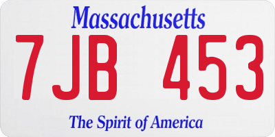 MA license plate 7JB453
