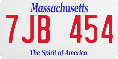 MA license plate 7JB454