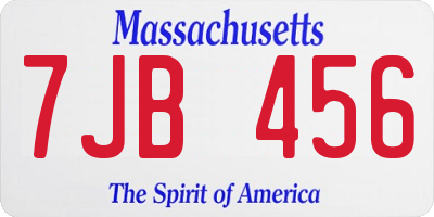 MA license plate 7JB456