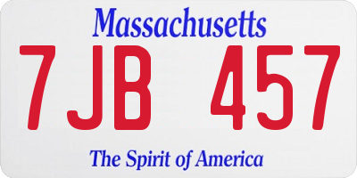 MA license plate 7JB457