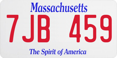 MA license plate 7JB459