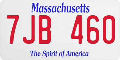 MA license plate 7JB460