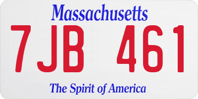 MA license plate 7JB461
