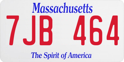 MA license plate 7JB464