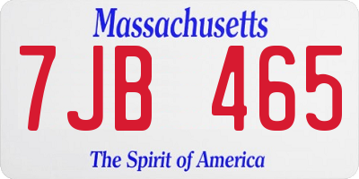 MA license plate 7JB465