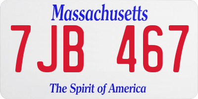 MA license plate 7JB467