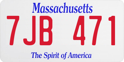 MA license plate 7JB471