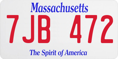 MA license plate 7JB472