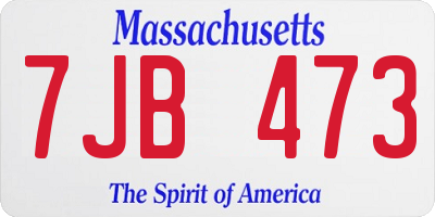 MA license plate 7JB473