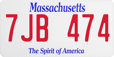 MA license plate 7JB474