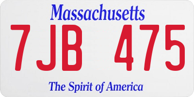 MA license plate 7JB475