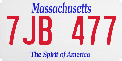 MA license plate 7JB477