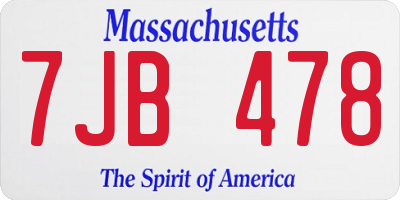 MA license plate 7JB478