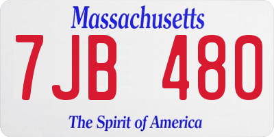 MA license plate 7JB480