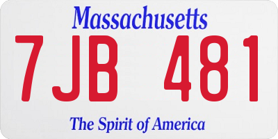 MA license plate 7JB481