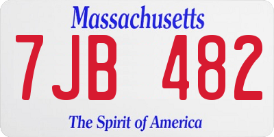 MA license plate 7JB482