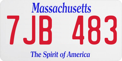 MA license plate 7JB483