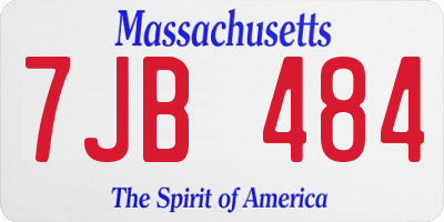 MA license plate 7JB484