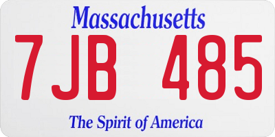 MA license plate 7JB485