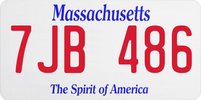 MA license plate 7JB486