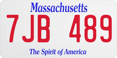 MA license plate 7JB489