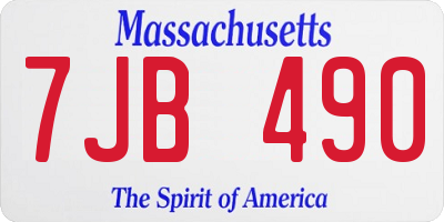 MA license plate 7JB490