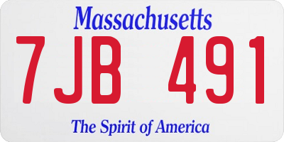 MA license plate 7JB491