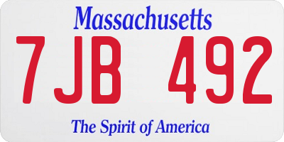 MA license plate 7JB492