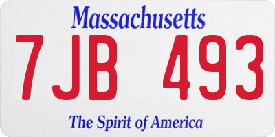 MA license plate 7JB493