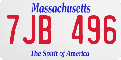 MA license plate 7JB496
