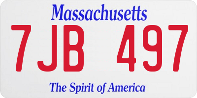 MA license plate 7JB497