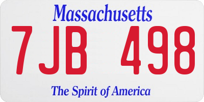 MA license plate 7JB498