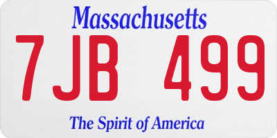 MA license plate 7JB499