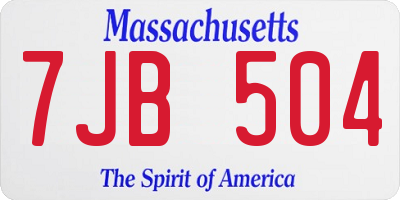 MA license plate 7JB504