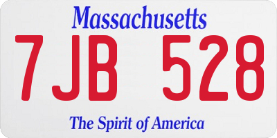 MA license plate 7JB528
