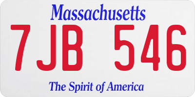 MA license plate 7JB546